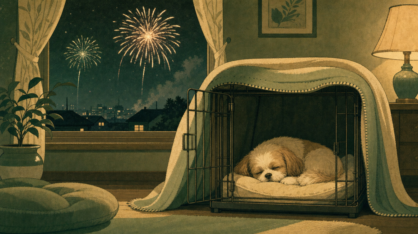 犬が花火を怖がる時の対策完全ガイド|夏祭りシーズンのパニック・脱走を防ぐ7ステップ
